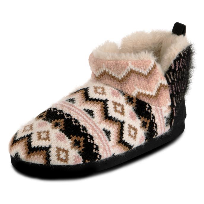 totes toasties® Ladies Patchwork Fairisle Short Boot Slippers Fairisle Extra Image 3